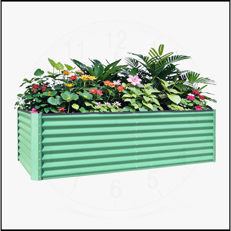 Galvanized Raised Garden Bed, Gray, 11.81" H x 94.49" W x 94.49" D