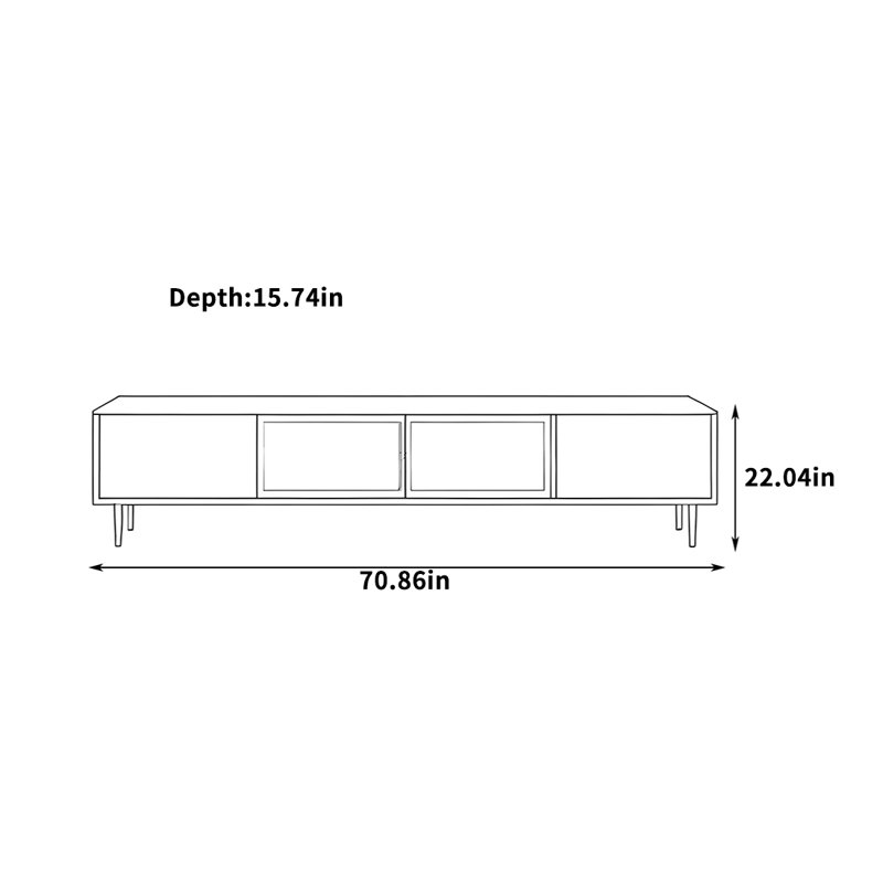 Osten, H 22,04 po x L 70,86 po x l 15,74 po