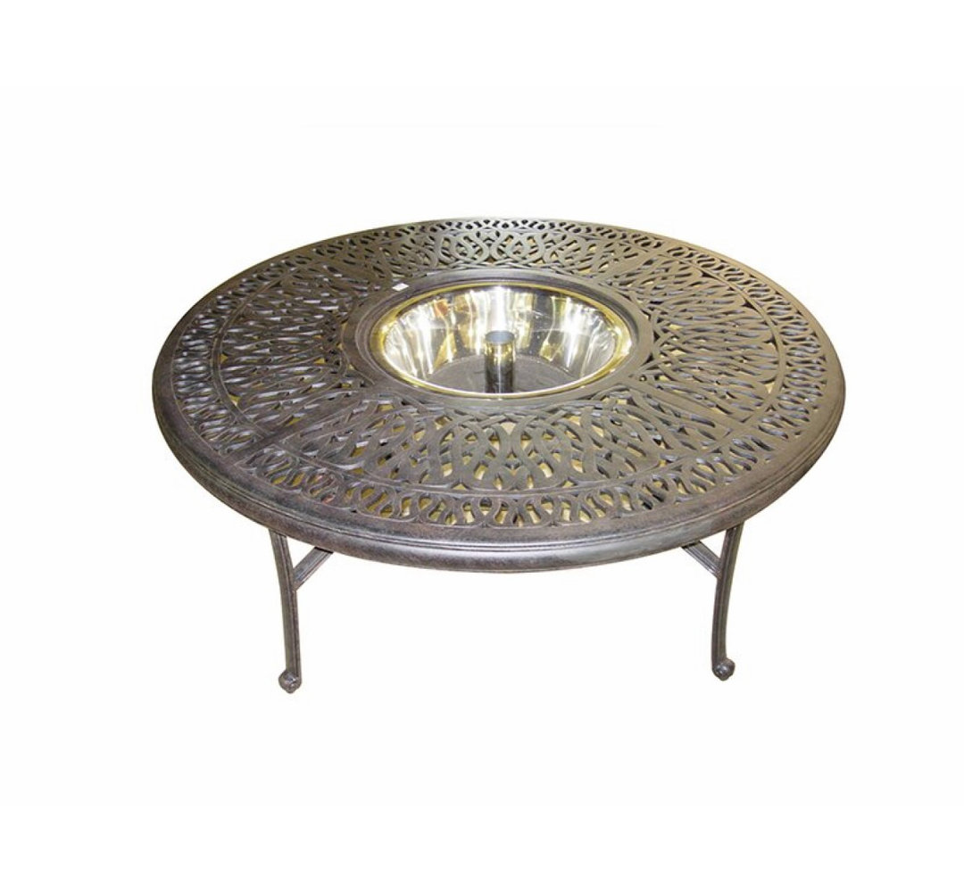Allene Round Metal Outdoor Coffee Table With Umbrella Hole , 52'' in. W 52'' in. D Lark Manor™