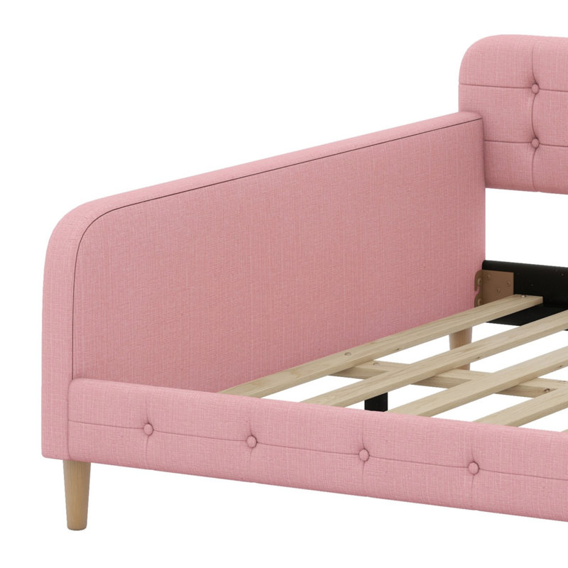 Upholstered Daybed With Support Legs, Pink