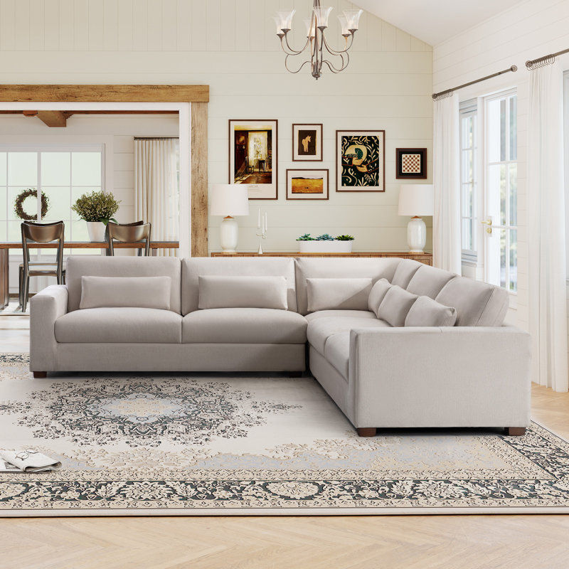 118.9" Wide 3-Piece Modern and Upholstered Soft Fabric Corner Sectional