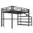 Queen Metal Loft Bed with Desk, Storage Stairs, LED Lights & USB Ports, Noise-Free, Space-Saving, Black