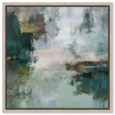 "Glassy Marsh I", impression sur toile encadrée par Art Remedy, cadre en chêne naturel, 24 x 24