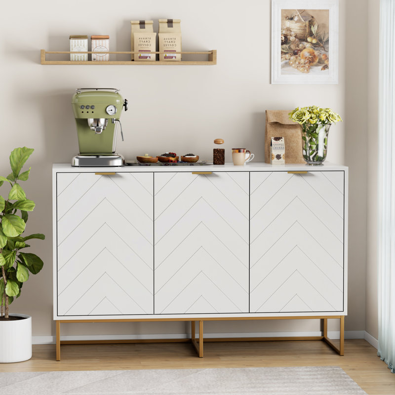 47.2 W" Three Doors Accent Cabinets, White