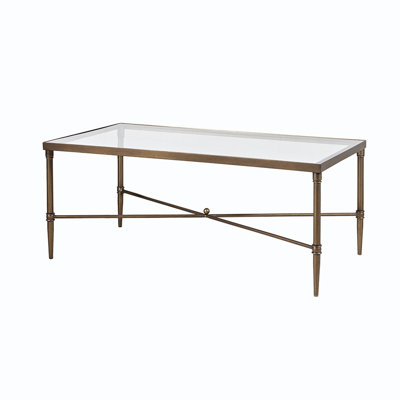 5Mm Tempered Glass Covered Metal Bronze Frame Coffee Table, 44Wx24dx17.92H", Assembly Required Rectangle Hallway Table With And Glass,