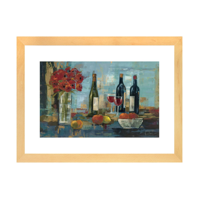 «Fruit and Wine» par Silvia Vassileva - reproduction d'art, H 16 po x l 24 po x P 1 po, Cadre papier naturel