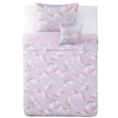  Ensemble de courtepointe mauve en microfibre