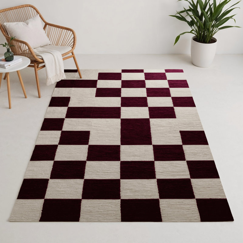 Tapis d'intérieur et d'extérieur à carreaux beige, Rectangle 9 pi x 12 pi