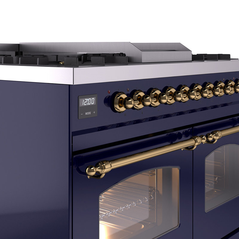 ILVE Nostalgie II 40 in Dual Fuel Range, Natural Gas, Midnight Blue/Brass