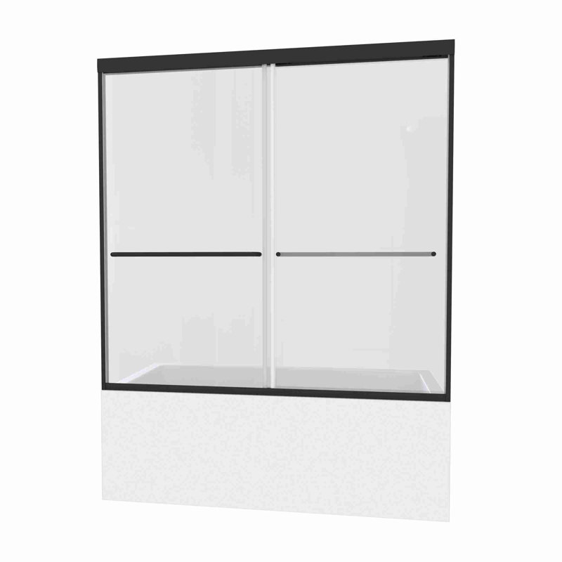 Porte de douche 58 "H Bypass, Noir mat