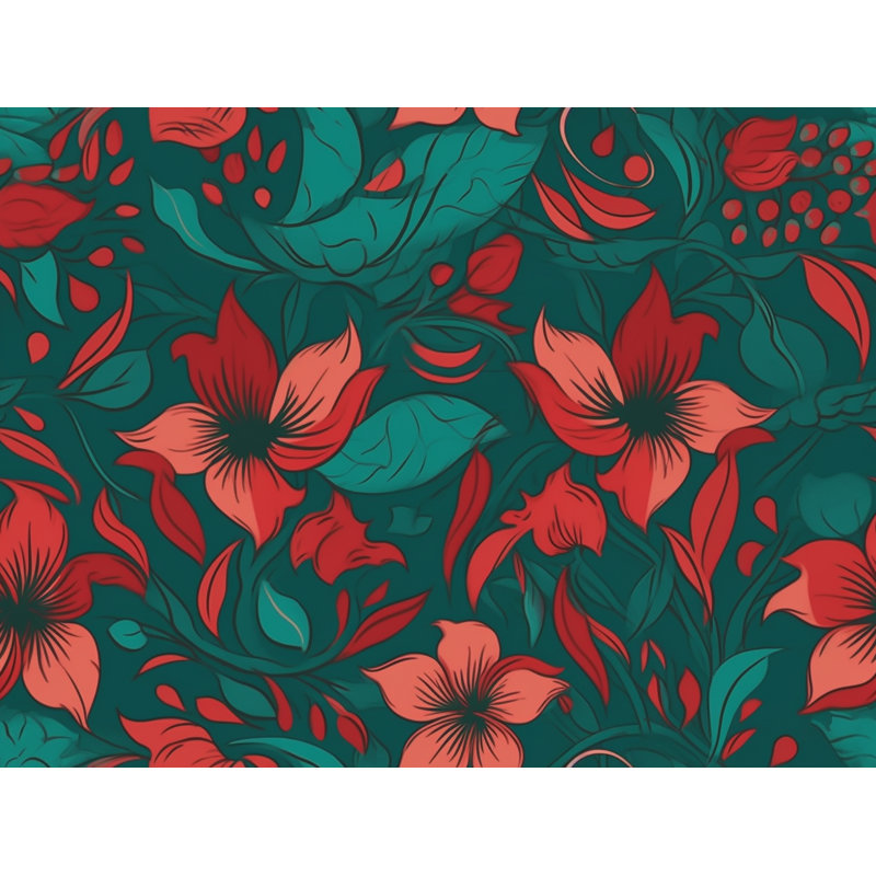 Machine Printed Comforter, Twin Comforter, Green/Red Floral