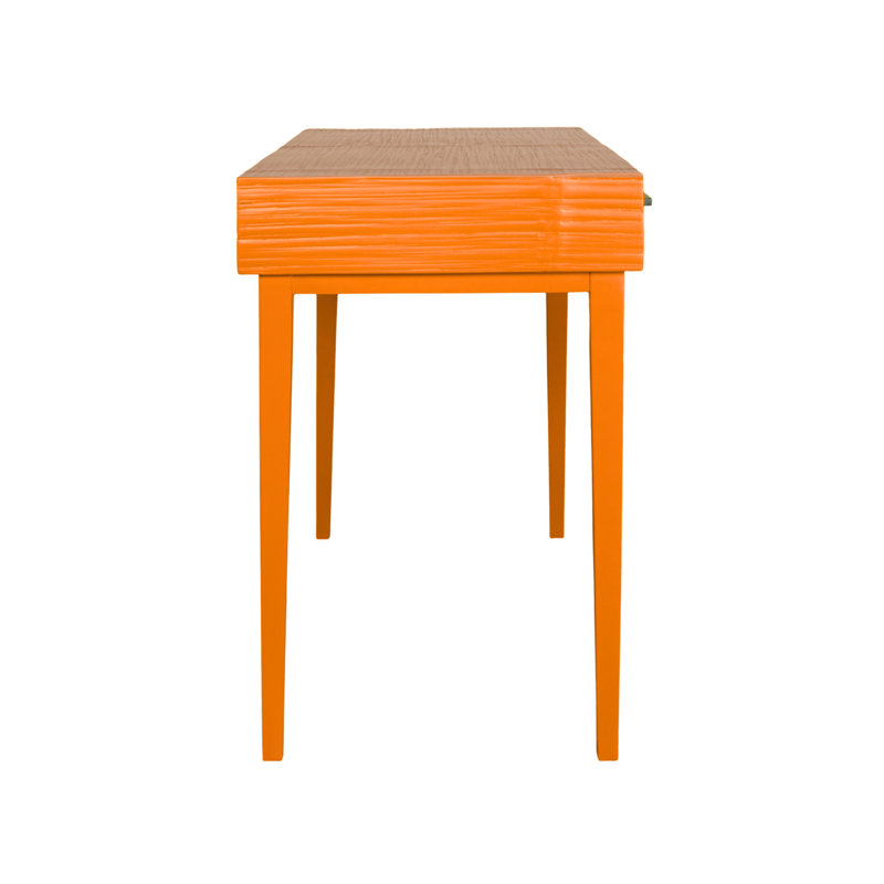 Andros Solid Wood Writing Desk, Citrus Orange