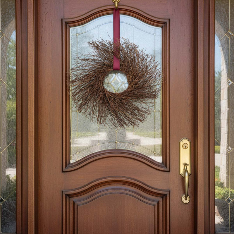 Base de couronne de vigne naturelle. Forme de brindille en rotin séché rustique 15,7 po pour bricolage. Décoration murale de porte d'entrée de ferme Boho. Fourniture florale de printemps et de la Saint-Patrick