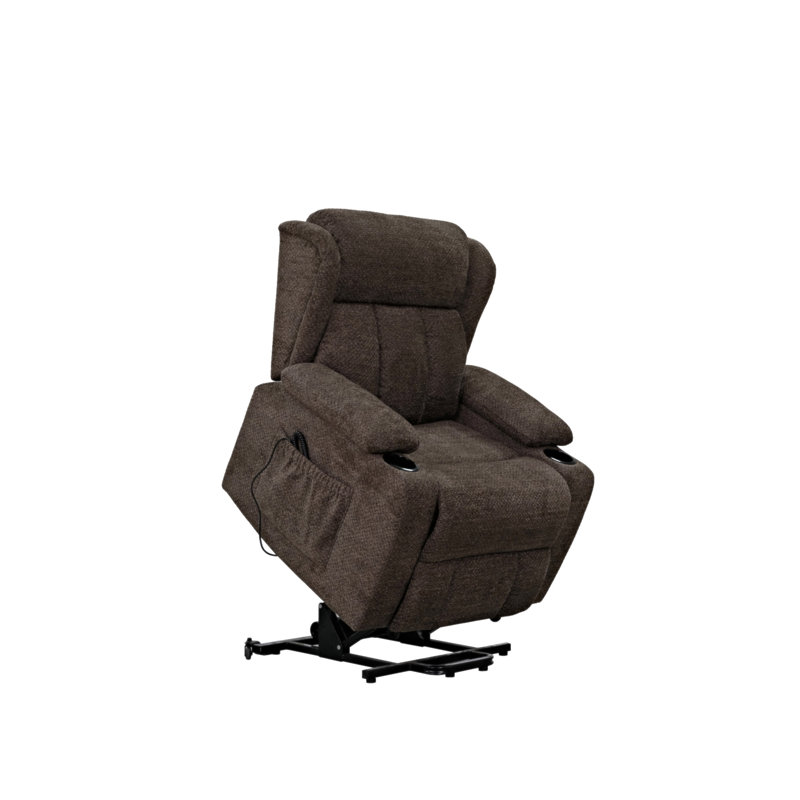 Fauteuil inclinable électrique en lin brun Lusio