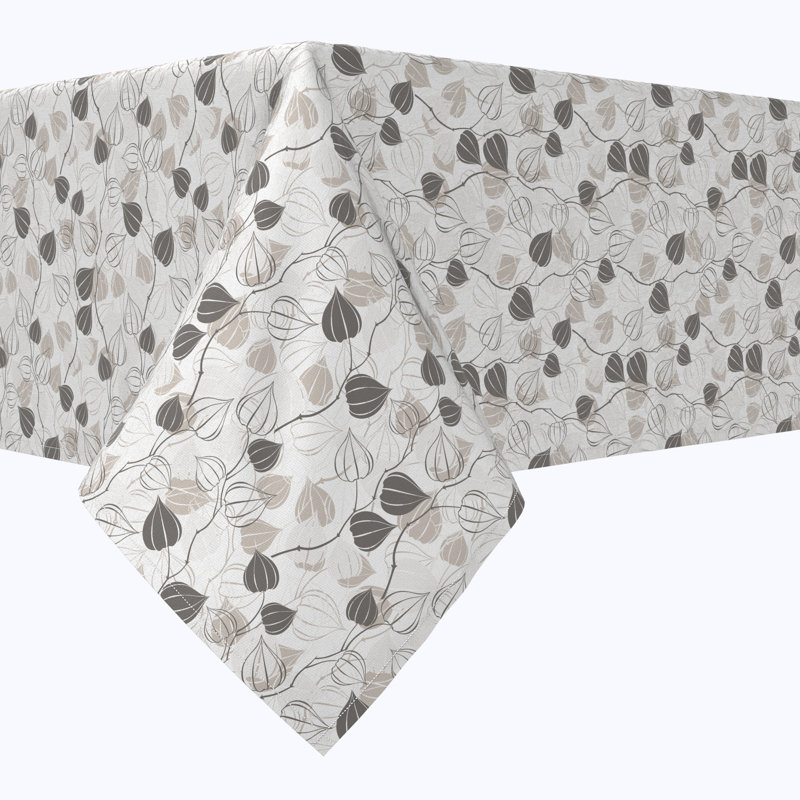 Rectangular Tablecloth, 100% Cotton, 52X104", Outlined Abstract Leaves, 104" L x 52" W