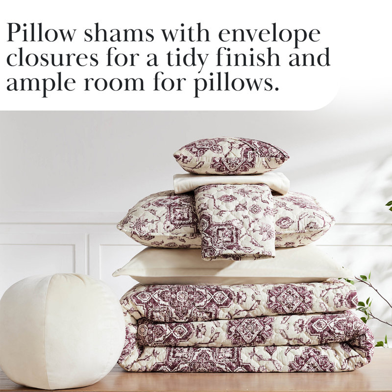 PERSIA 7-Piece Quilt Bedding Set by Southshore Fine Linens, Twin Quilt + 4 Additional Pieces, Purple Floral