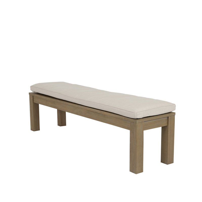 Coastal Teak Vienna Coastal Teak Outdoor Dining Bench, Canvas Flax Sunbrella® Canvas