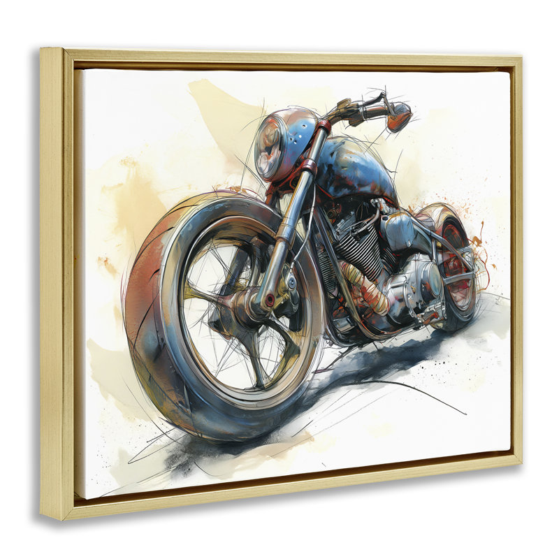 Cadre flottant Whimsical Moto Concept, design par Steve Hunziker, Cadre flottant métallique doré, H 25 po x l 31 po