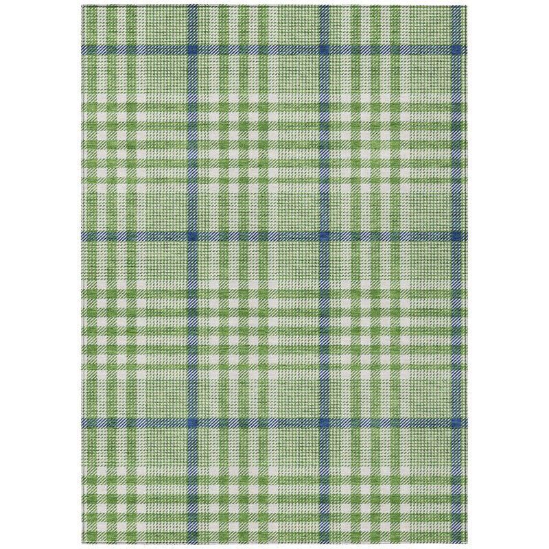 Addison Green Plaid Machine Washable Synthetic Area Rug 2'6" x 3'10"