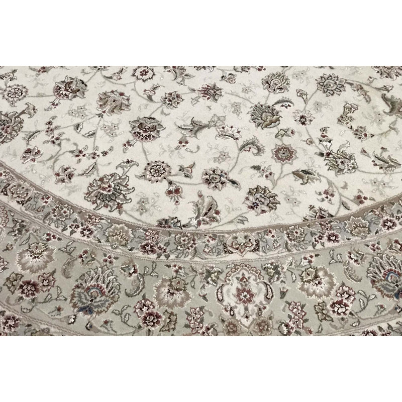 Tapis ivoire et taupe noué à la main de haute qualité
