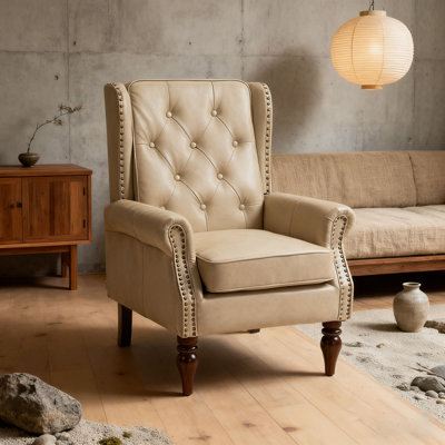 Fauteuil à cadre en bois, fauteuil d'appoint moderne avec pieds en bois robustes pour le salon, la chambre à coucher