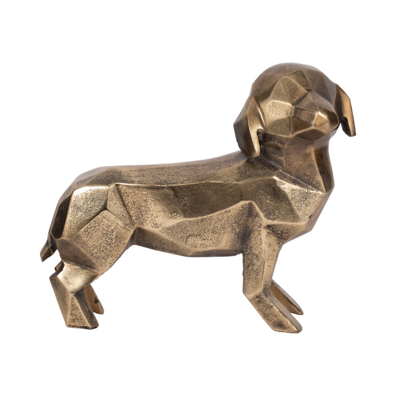 13'' Gold Geometric Metal Dog Figurine