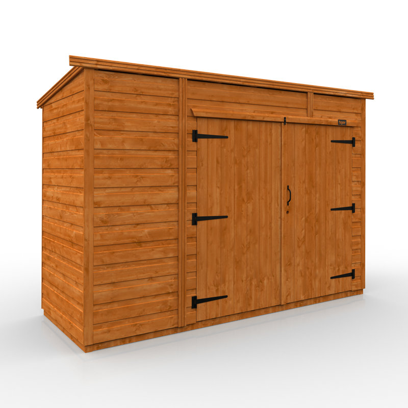 TigerFlex® Modular Buildings 8 ft. W x 3 ft. D Solid Wood Shiplap Pent Bike Shed