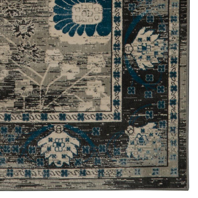 Tapis oriental beige et gris Silvie, Rectangle 5 pi x 7 pi 6 po