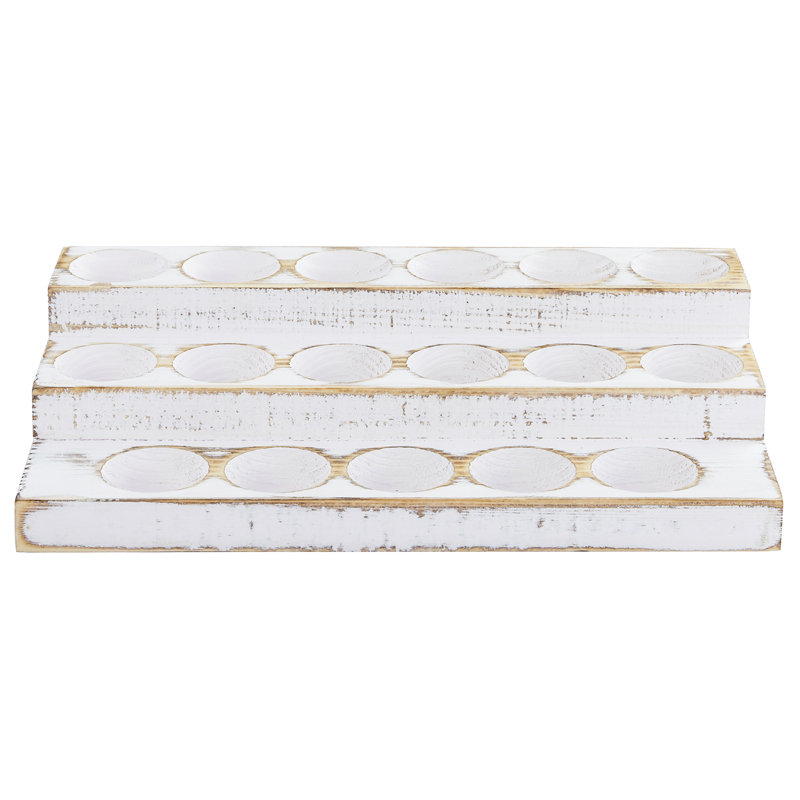 Wood 17 Compartment Makeup Organiser, White Washed