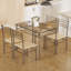 Ensemble de salle à manger à 4 pieds pour 4 personnes Izen, ensemble de table de salle à manger 5 pièces avec plateau en verre trempé, ensemble de table de cuisine à structure en métal avec 4 chaises, ensemble de salle à manger moderne en verre pour petit appartement, cuisine, salle à manger, coin repas-662593936