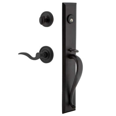 Ageless Iron Keep One-Piece Dummy Handleset with A-Grip and Loch Rosette and Palisade Lever