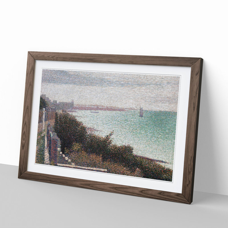 Coast Scene by Georges Seurat - Picture Frame Painting, 27cm H x 36cm W x 2cm D, Walnut Framed