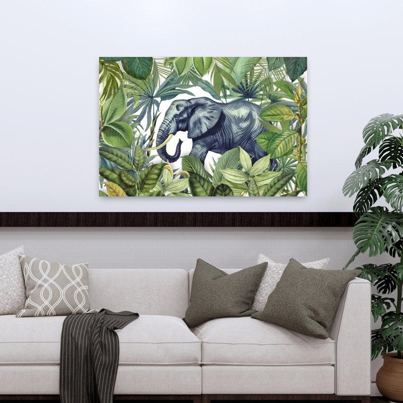 Art contemporain, nature, éléphant, art tropical, H 48 po x l 32 po