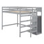 Lit mezzanine double avec garde-robe et escalier de rangement intégrés-965888993