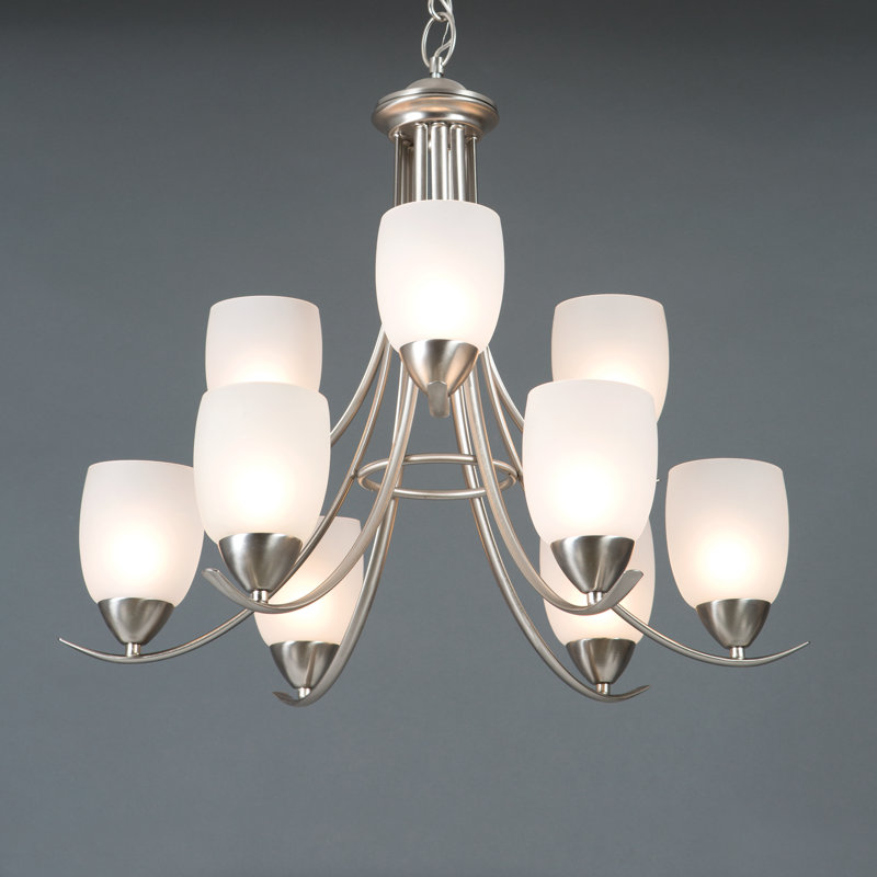 Lustre traditionnel à 9 lumières Monrovia, Nickel brossé