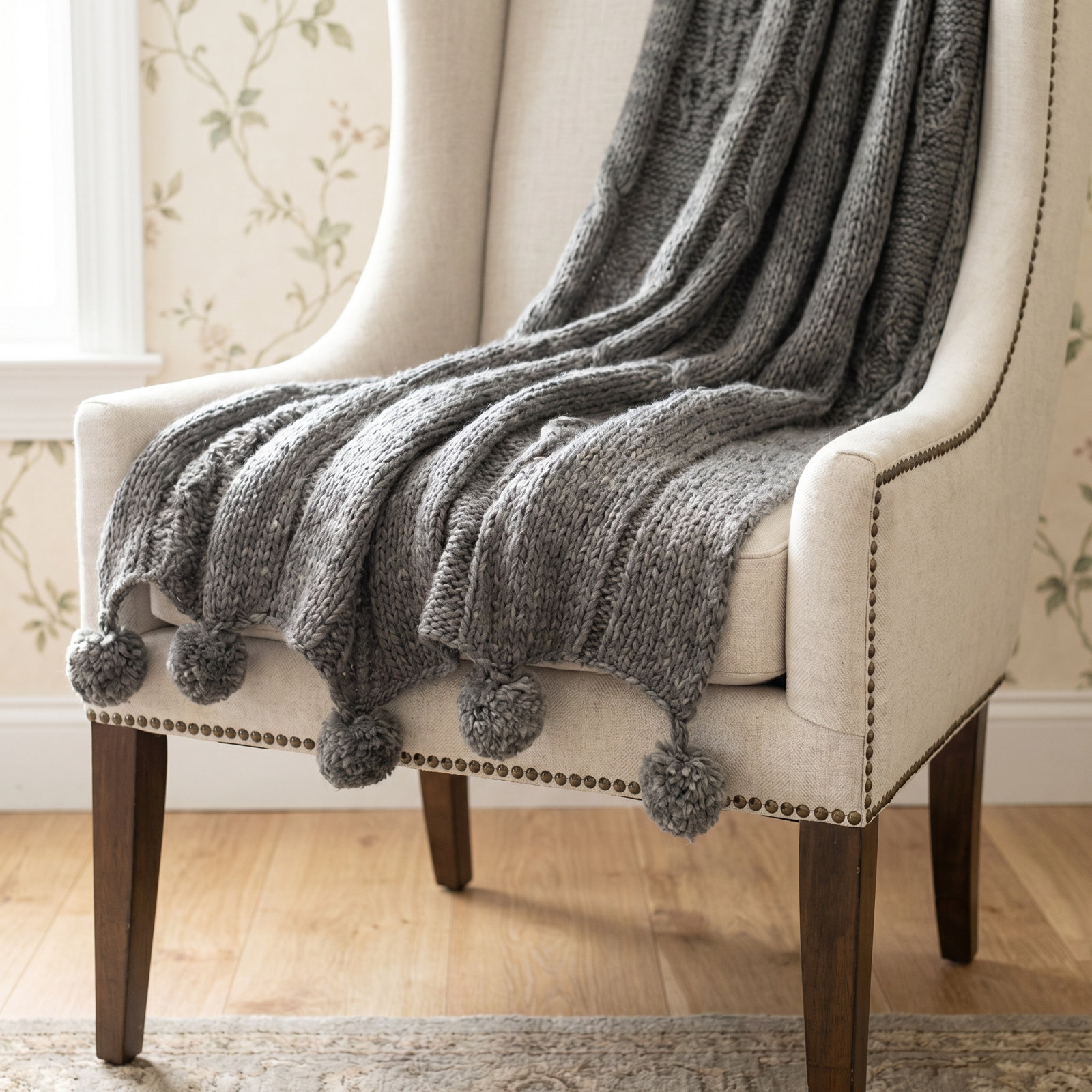 Garett Knit Throw Blanket, Gray
