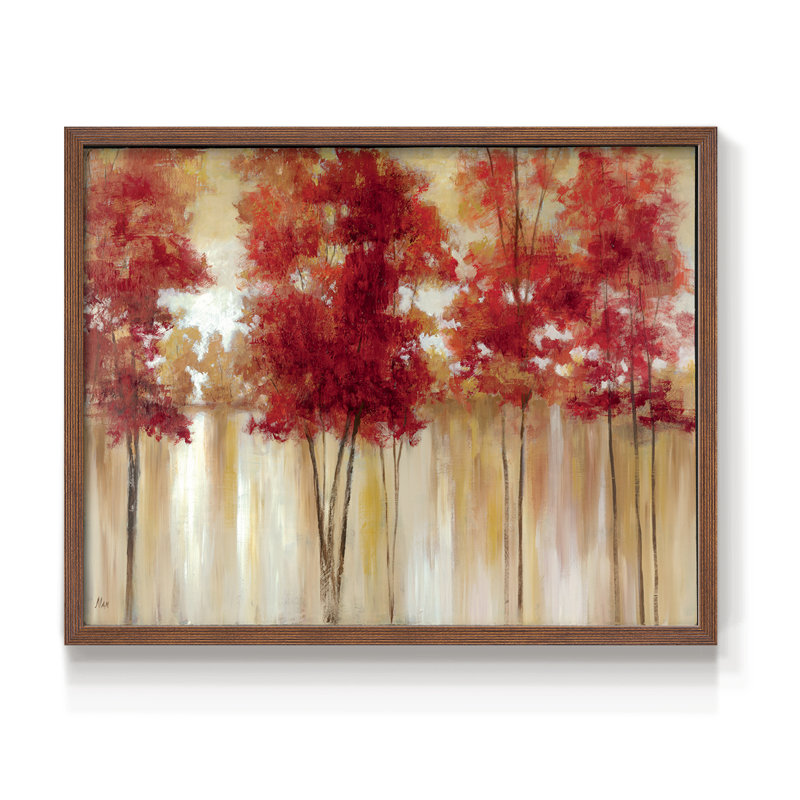 Red Trees -Framed Print - Restickable, Noyer, H 22 po x l 28 po