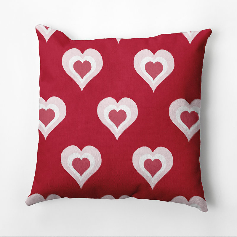 Valentine's Day Geometric Reversible Throw Pillow, 16" H x 16" W, Red