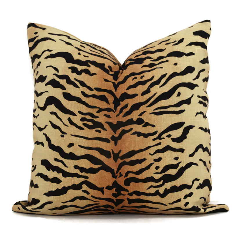 Tiger Linen Square Pillow Cover and Insert
