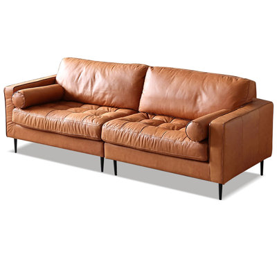 Orange Genuine Leather Modular Sofa cushion couch