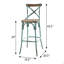 Tabouret de bar antique avec dossier en croix et ciel antique