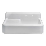 Heritage 42" Front Apron Single Bowl Fireclay Sink with Integral Drainboard and High Backsplash