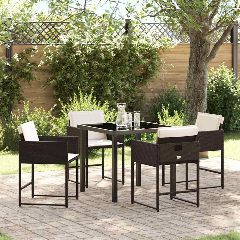 Vidaxl Garden Dining Set 5 Pcs Poly Rattan, Beige, Brown