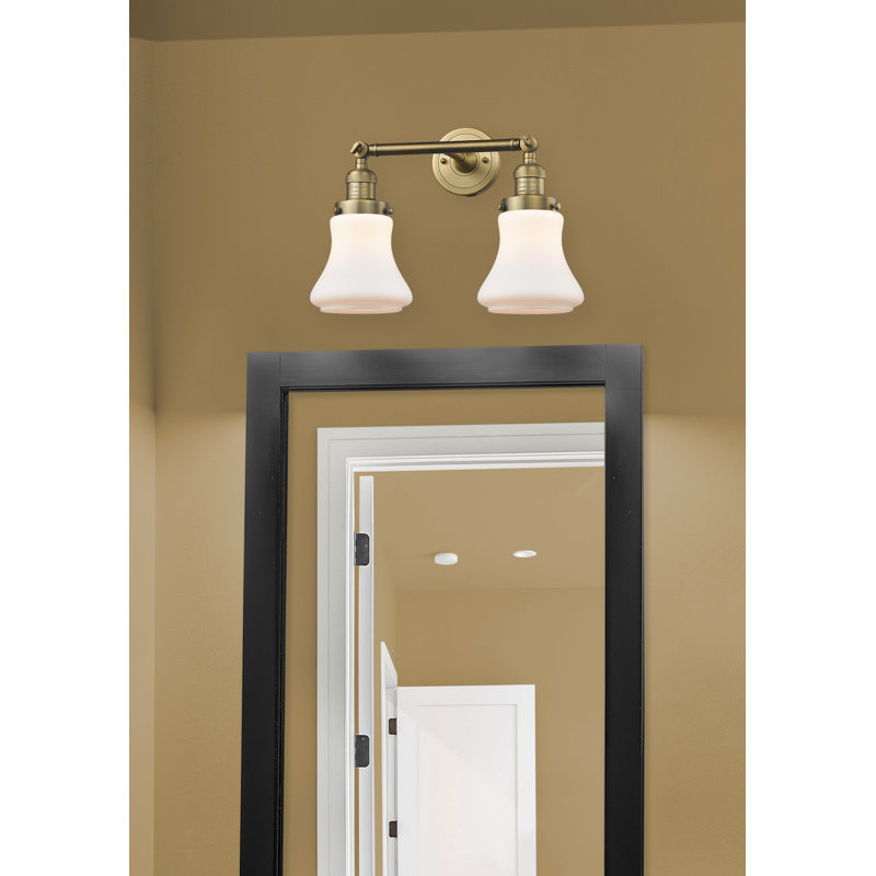 Edda 2 - Light Dimmable Vanity Light, 60 Watt Vintage Incandescent Bulb, Brushed Brass, Matte White