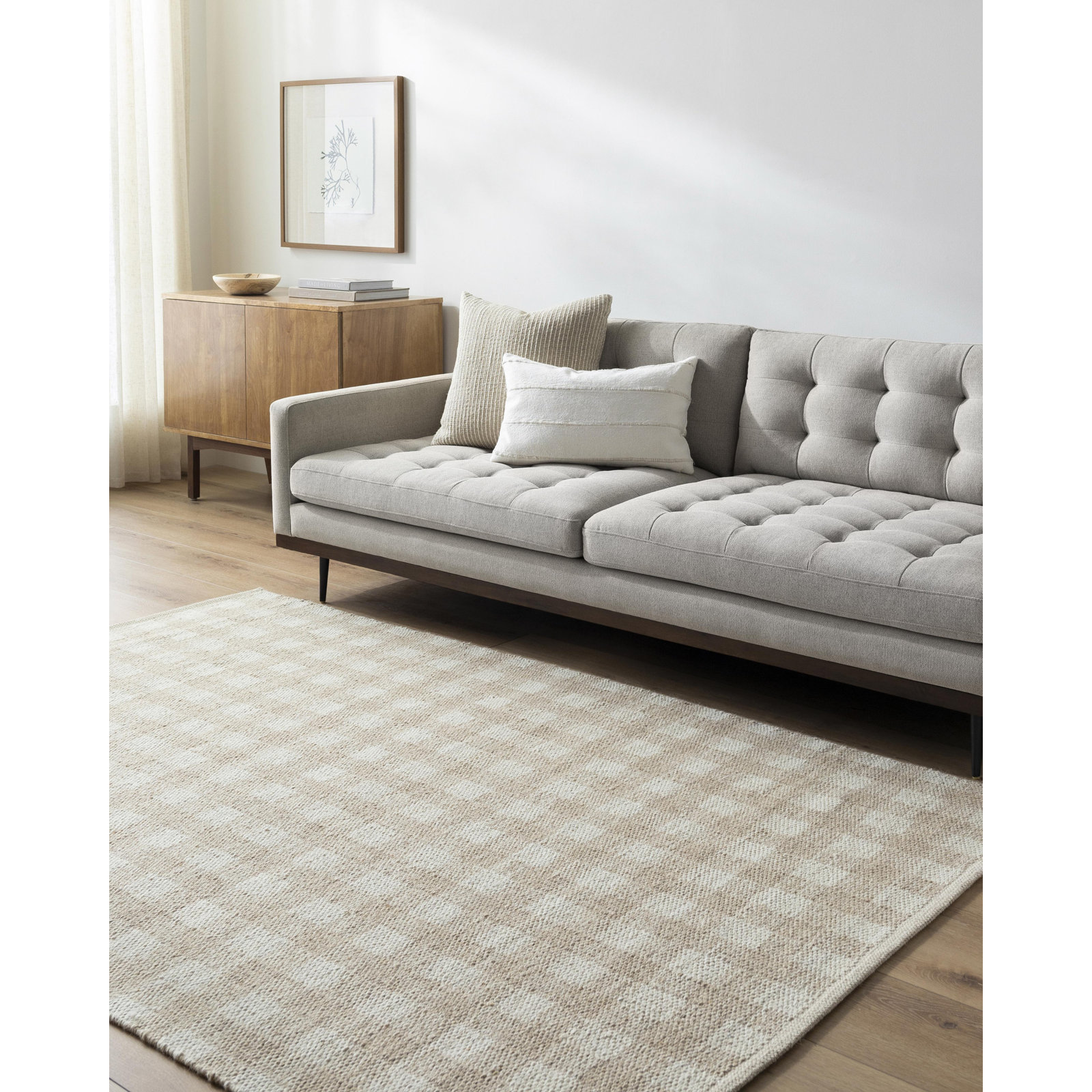 Lavande Hand-Woven Plaid Wool Rug, Rectangle 3'6" x 5'6"