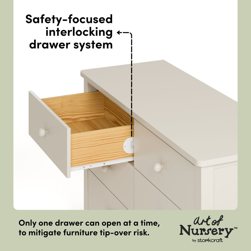Rio 6 Drawer Dresser, Frosted Oat