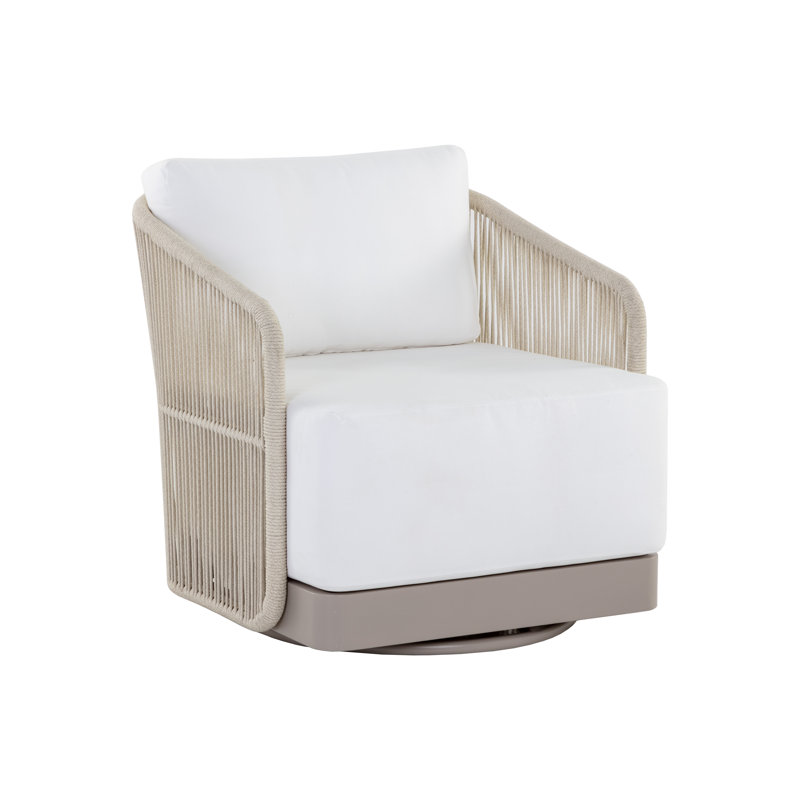 Allariz Outdoor Swivel Lounge Chair, Stinson White, Beige