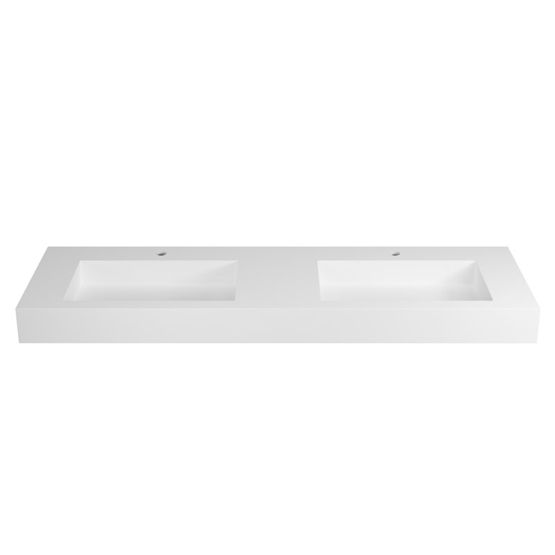 59" Solid Surface Pedestal Basin In Matte White Contemporary Appearance, Without Drainer And , Long - Term Use Easy To Fix Up, 19.01In Width, 4.36In Height, 71.1Lb Look, Quick Get Clean,