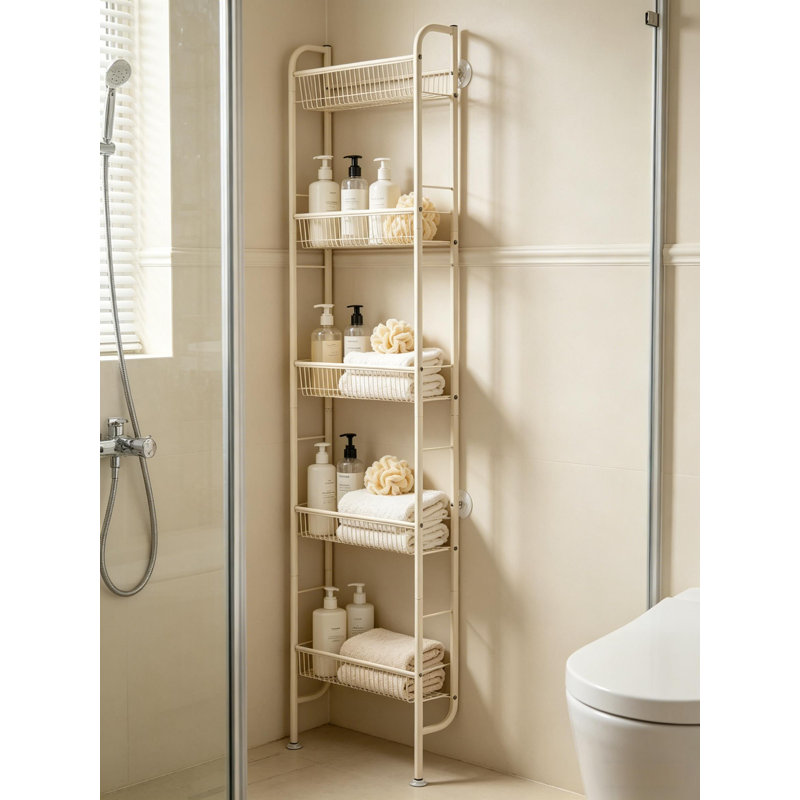 5-Tier Ultra-Thin Narrow Gap Storage Shelf for Kitchen Bathroom, White