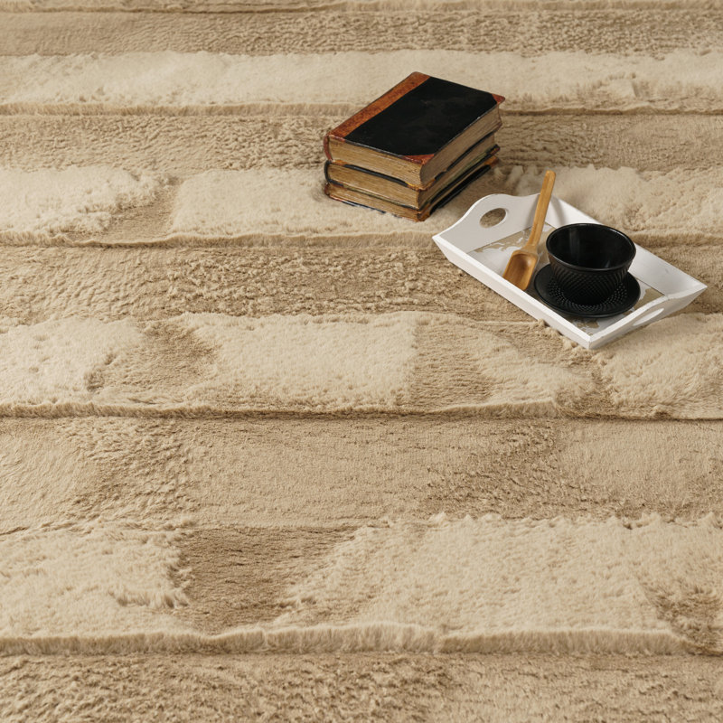 Pranvi Uniform Colour Area Rug, Beige, Rectangular 80cm x 150cm